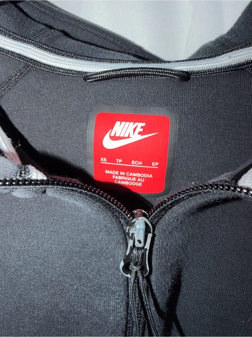 Nike Tech Fleece Black Full-Zip Hooded Sweatshirt Tracksuit Long sleeve Top XS